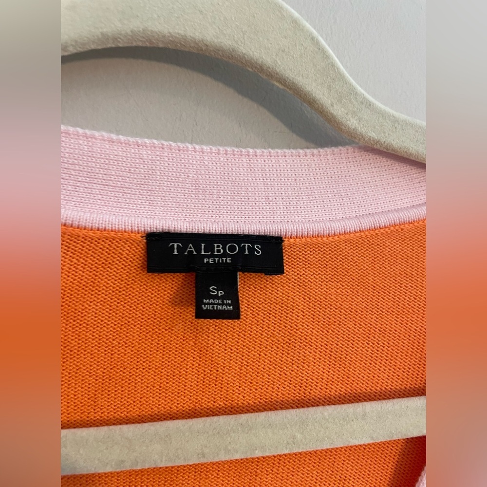 Talbots Petite Orange And Pink Colorblock Cardiga… - image 5